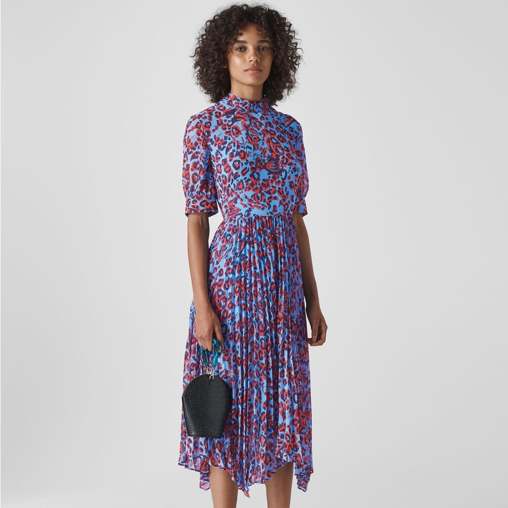 Whistles  ladies Jungle Cat pleated dress leopard print retro style kitty